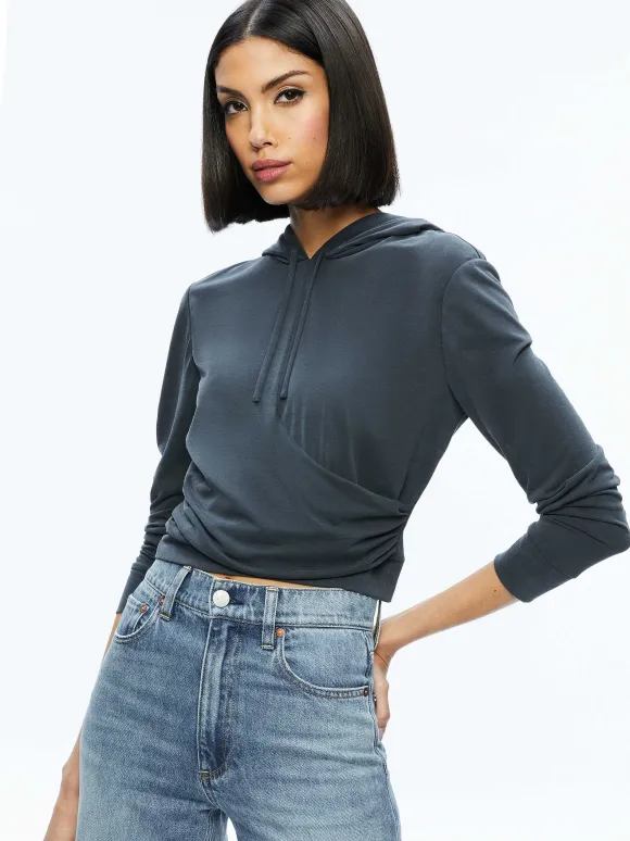Kirk Wrap Front Hoodie | Alice and Olivia Shop