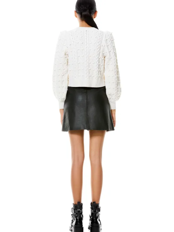 Kitty Puff Sleeve Cardigan | Alice and Olivia Outlet