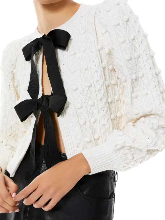 Kitty Puff Sleeve Cardigan | Alice and Olivia Outlet