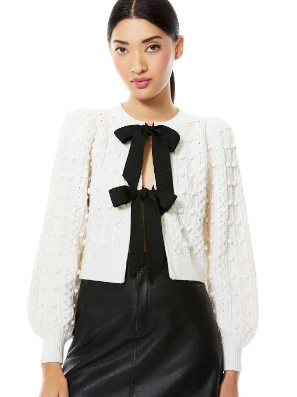 Kitty Puff Sleeve Cardigan | Alice and Olivia Outlet