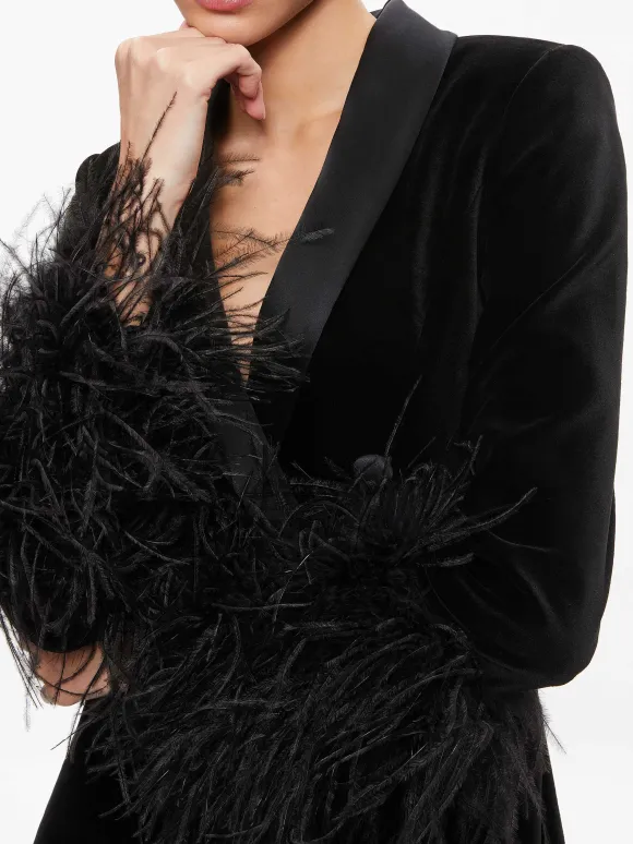 Latoya Feather Cuff Blazer Mini Dress | Alice and Olivia Fashion
