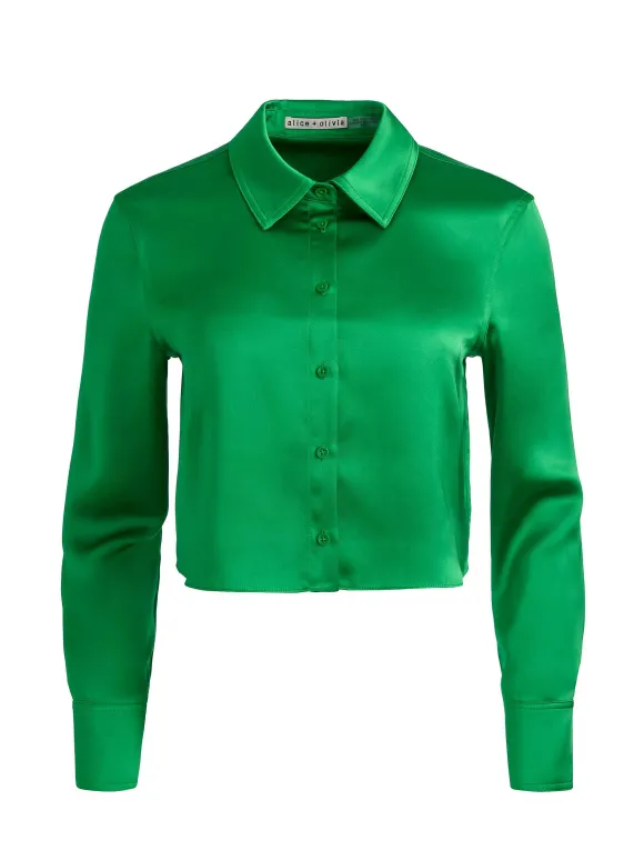 Leon Cropped Button Down | Alice and Olivia Store