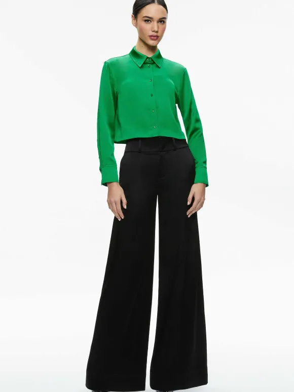 Leon Cropped Button Down | Alice and Olivia Store