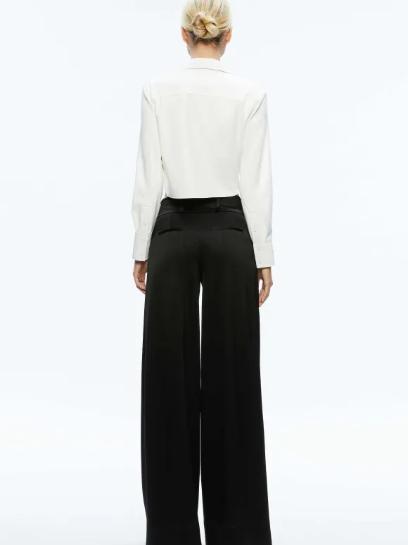 Leon Cropped Vegan Leather Button Down | Alice and Olivia Flash Sale