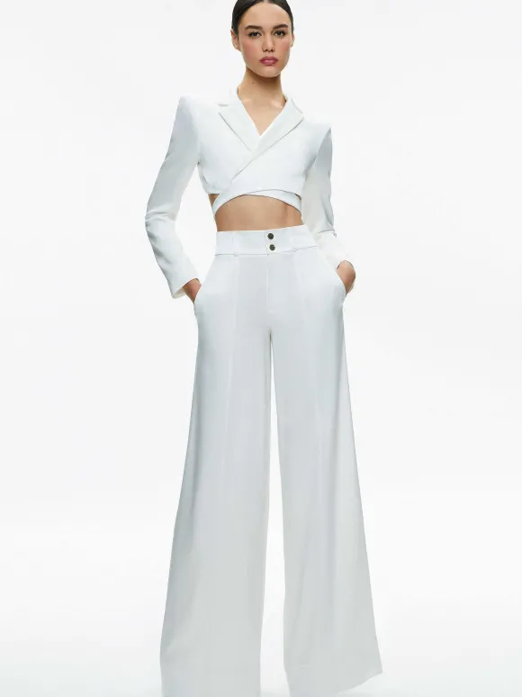 Leone Cropped Wrap Blazer + Mame High Rise Wide Leg Pant | Alice and Olivia New