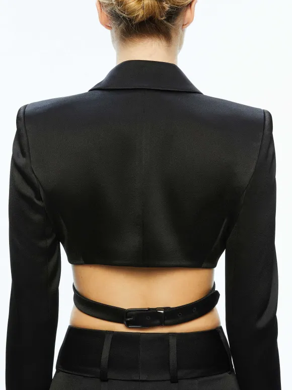 Leone Cropped Wrap Blazer | Alice and Olivia Outlet