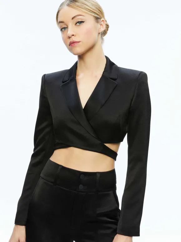Leone Cropped Wrap Blazer | Alice and Olivia Outlet