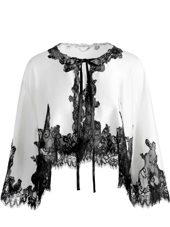 Loree Lace Tie Front Cropped Jacket | Alice and Olivia Online