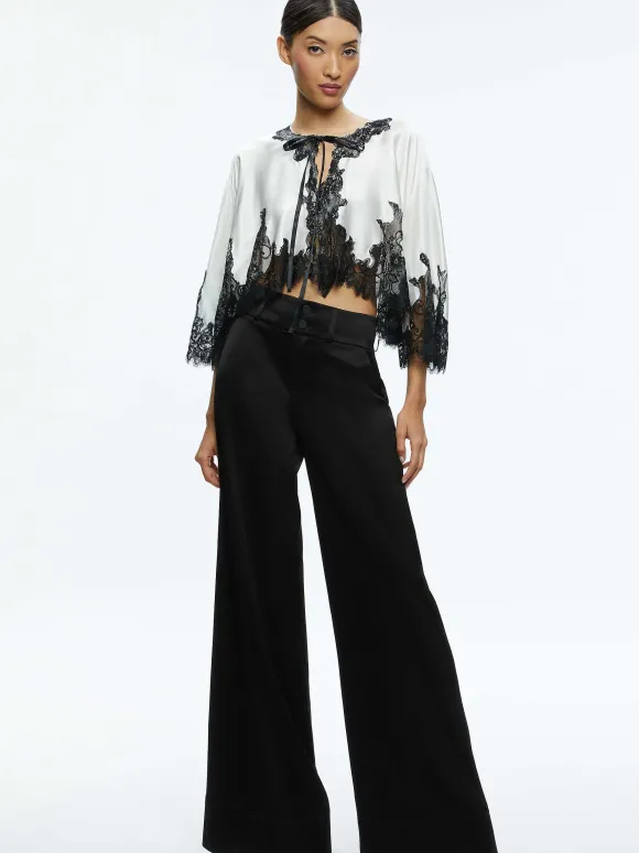 Loree Lace Tie Front Cropped Jacket | Alice and Olivia Online