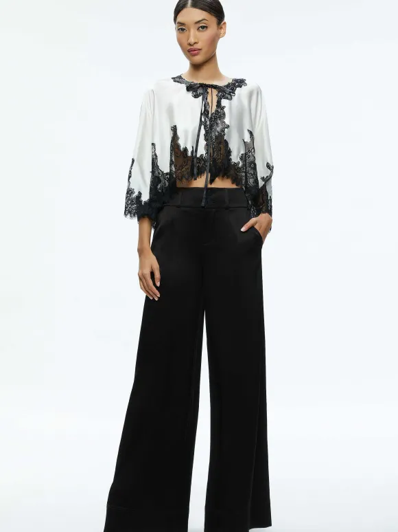 Loree Lace Tie Front Cropped Jacket | Alice and Olivia Online