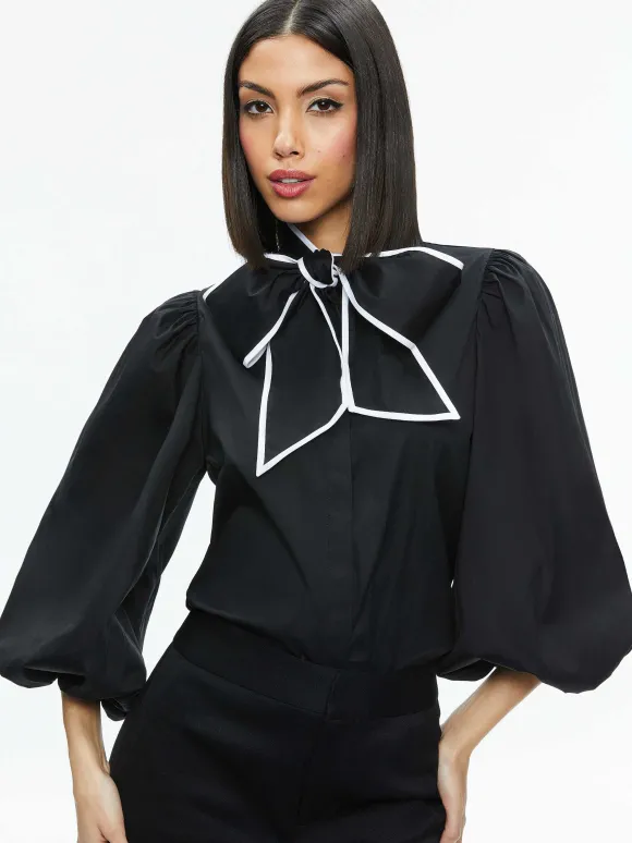 Lou Bow Button Down | Alice and Olivia Store