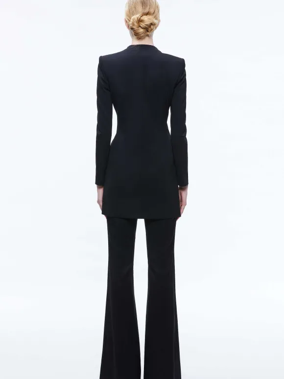 Lucien Curved V-Neck Fitted Blazer | Alice and Olivia Outlet