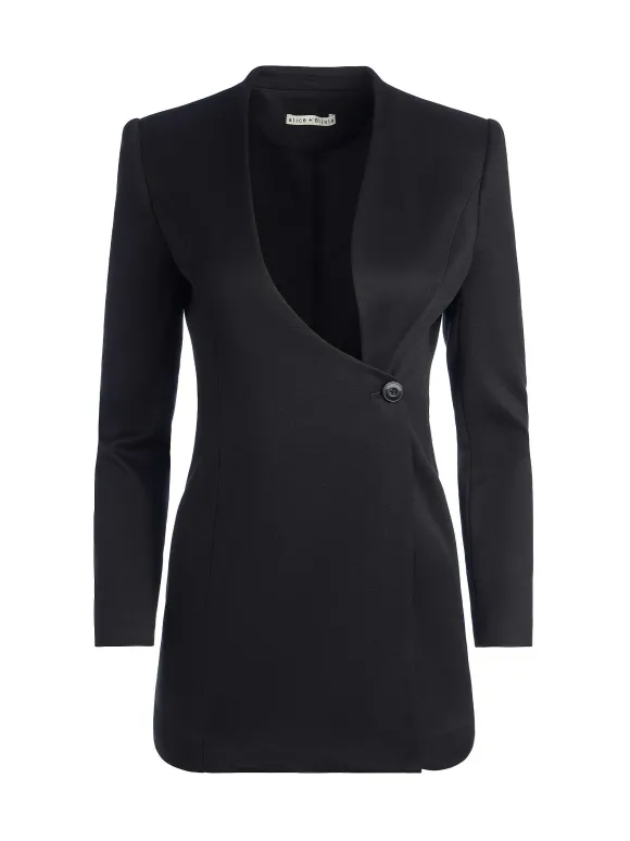 Lucien Curved V-Neck Fitted Blazer | Alice and Olivia Outlet