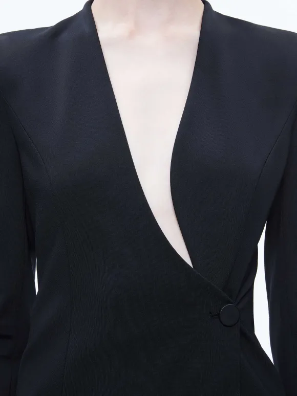 Lucien Curved V-Neck Fitted Blazer | Alice and Olivia Outlet