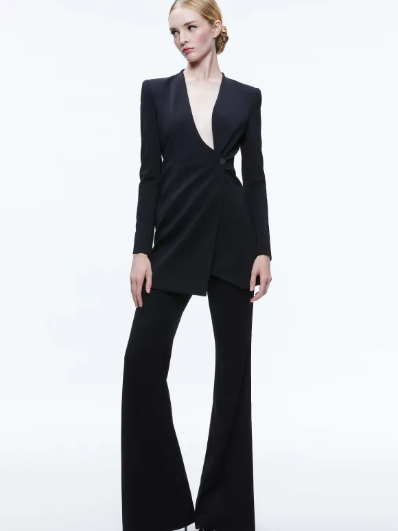 Lucien Curved V-Neck Fitted Blazer | Alice and Olivia Outlet
