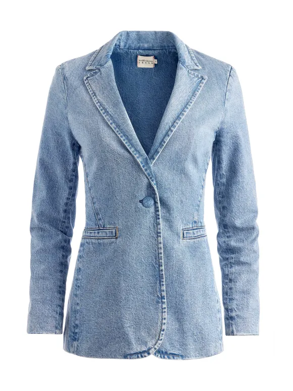 Macey Denim Fitted Blazer | Alice and Olivia Shop