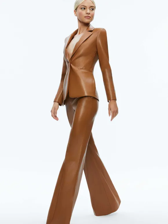 Macey Fitted Vegan Leather Blazer | Alice and Olivia Clearance