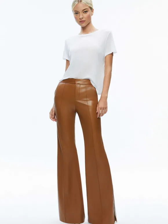Macey Fitted Vegan Leather Blazer + Danette Vegan Leather Split Hem Trousers | Alice and Olivia Cheap
