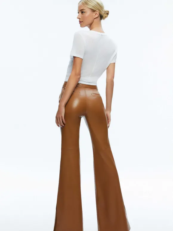 Macey Fitted Vegan Leather Blazer + Danette Vegan Leather Split Hem Trousers | Alice and Olivia Cheap