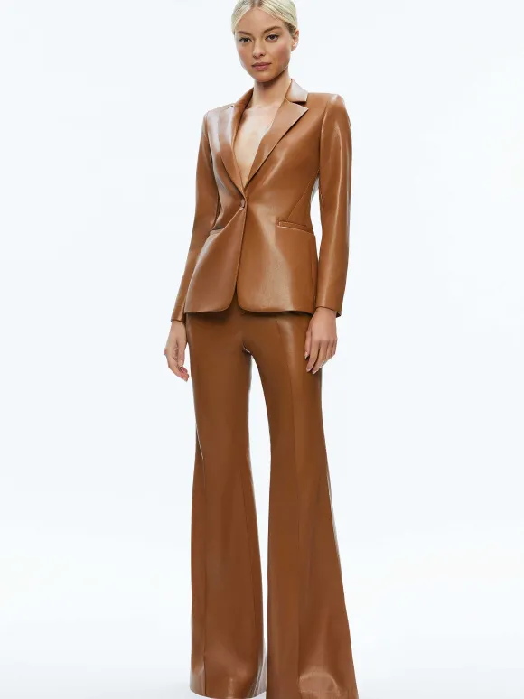 Macey Fitted Vegan Leather Blazer | Alice and Olivia Clearance