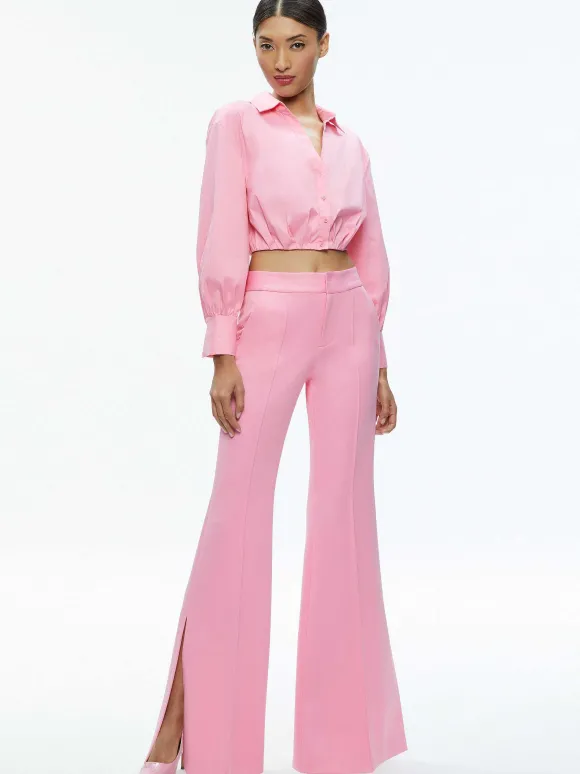 Macey Notch Collar Fitted Blazer + Danette High Rise Flare Slit Trouser | Alice and Olivia Shop