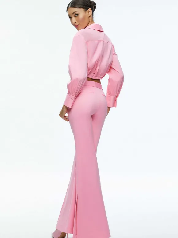 Macey Notch Collar Fitted Blazer + Danette High Rise Flare Slit Trouser | Alice and Olivia Shop