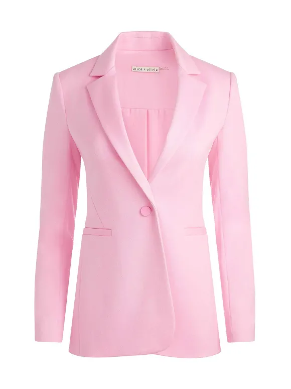 Macey Notch Collar Fitted Blazer + Danette High Rise Flare Slit Trouser | Alice and Olivia Shop