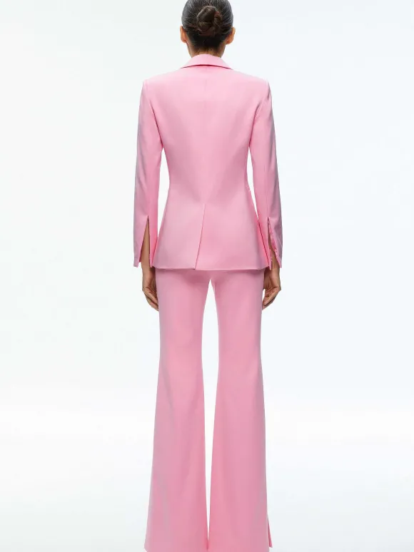 Macey Notch Collar Fitted Blazer + Danette High Rise Flare Slit Trouser | Alice and Olivia Shop