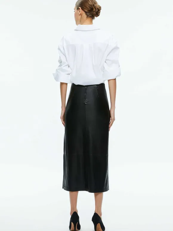 Maeve Vegan Leather Midi Skirt | Alice and Olivia Shop