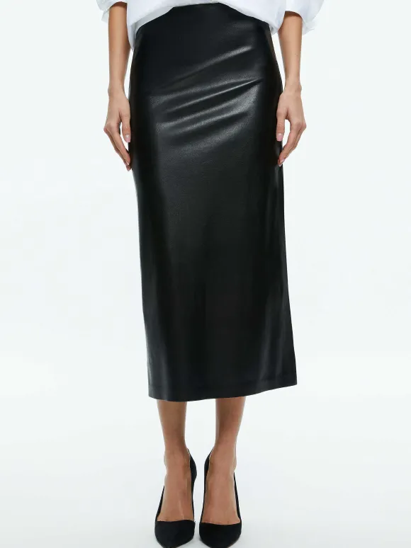Maeve Vegan Leather Midi Skirt | Alice and Olivia Shop