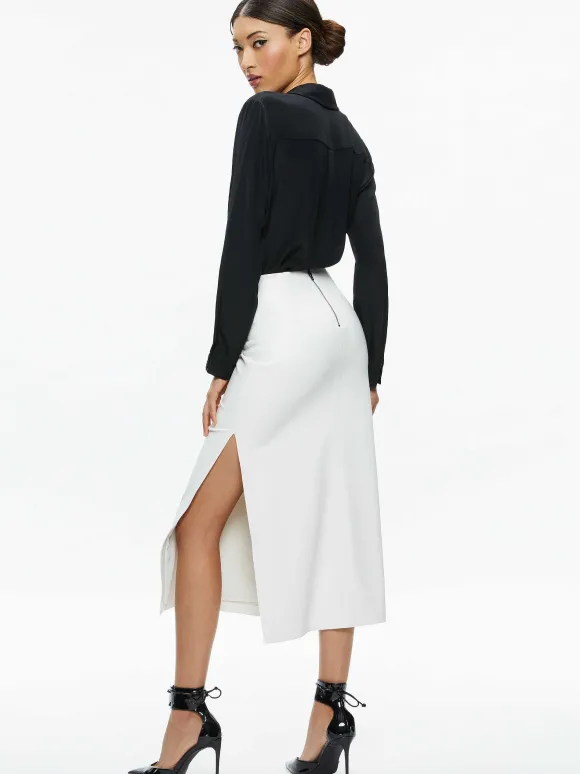 Maeve Vegan Leather Midi Skirt | Alice and Olivia Cheap