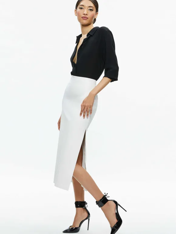 Maeve Vegan Leather Midi Skirt | Alice and Olivia Cheap