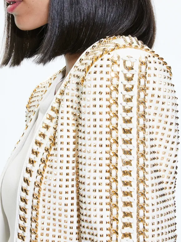 Maira Cropped Jacket With Chain Trim | Alice and Olivia Discount