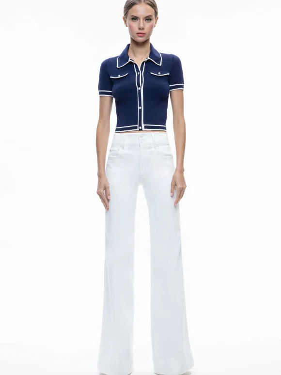 Marlena Button Front Polo | Alice and Olivia Outlet