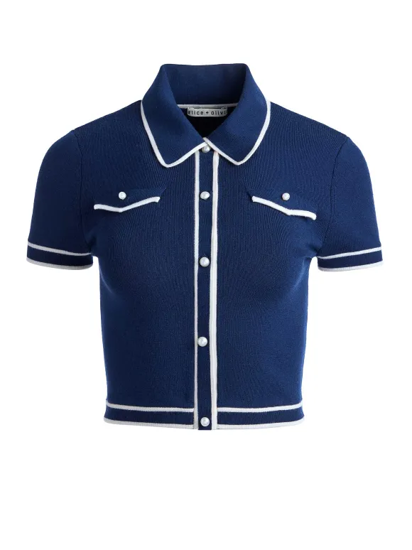 Marlena Button Front Polo | Alice and Olivia Outlet