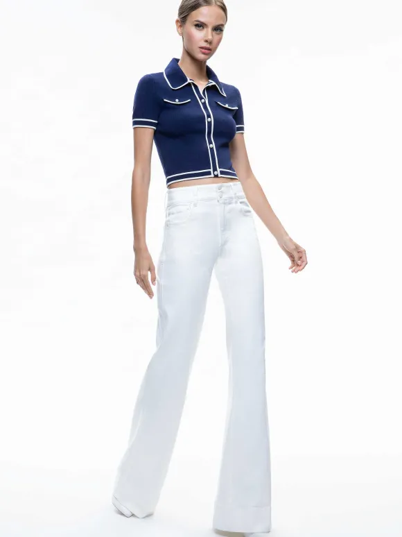 Marlena Button Front Polo | Alice and Olivia Outlet