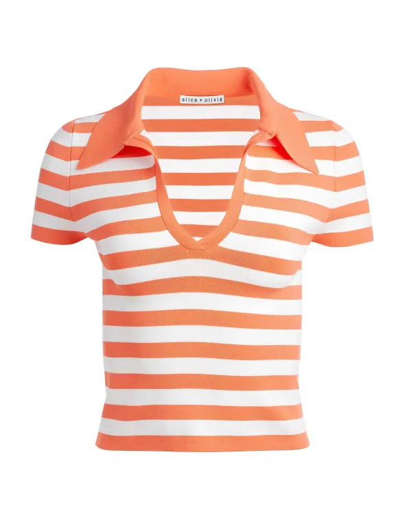 Martha Striped Polo | Alice and Olivia Fashion