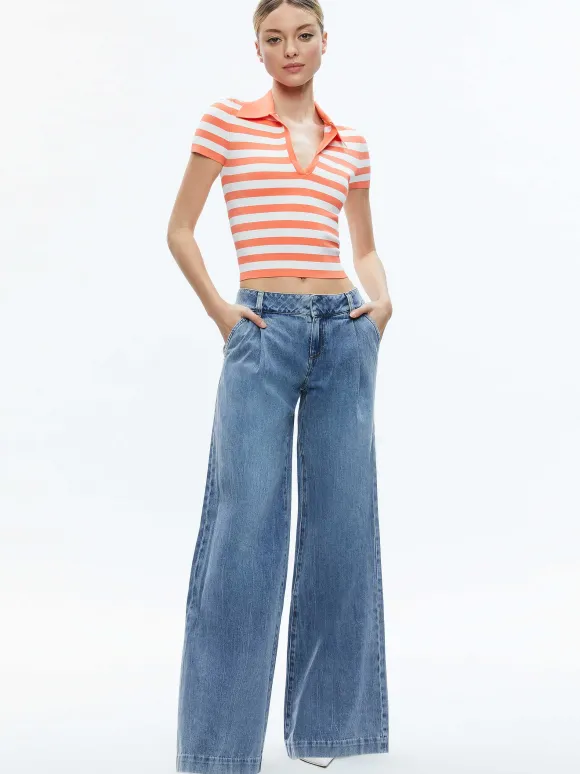 Martha Striped Polo | Alice and Olivia Fashion