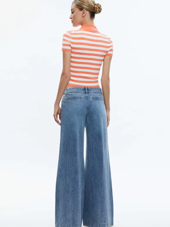 Martha Striped Polo | Alice and Olivia Fashion