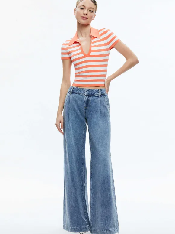 Martha Striped Polo | Alice and Olivia Fashion