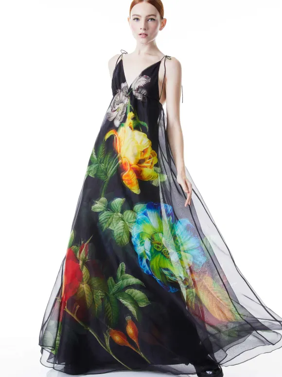 Massie Tie Strap Printed Gown | Alice and Olivia Fashion