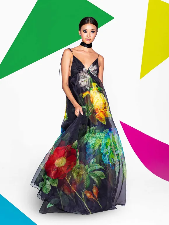 Massie Tie Strap Printed Gown | Alice and Olivia Fashion