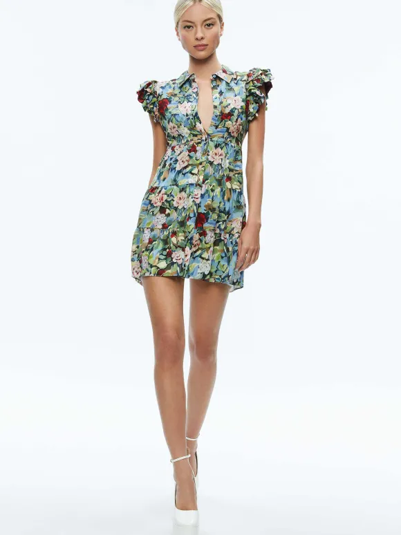 Meeko Ruffle Sleeve Shirt Dress | Alice and Olivia Discount