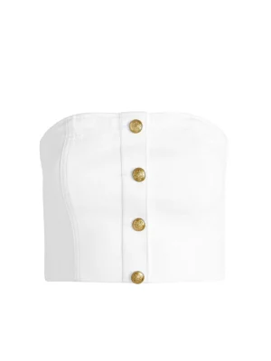 Mel Denim Button Up Bustier | Alice and Olivia Outlet
