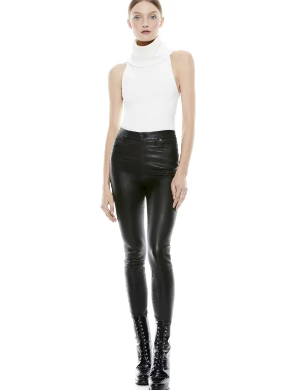 Mikah Single Button Leather Pant | Alice and Olivia Flash Sale