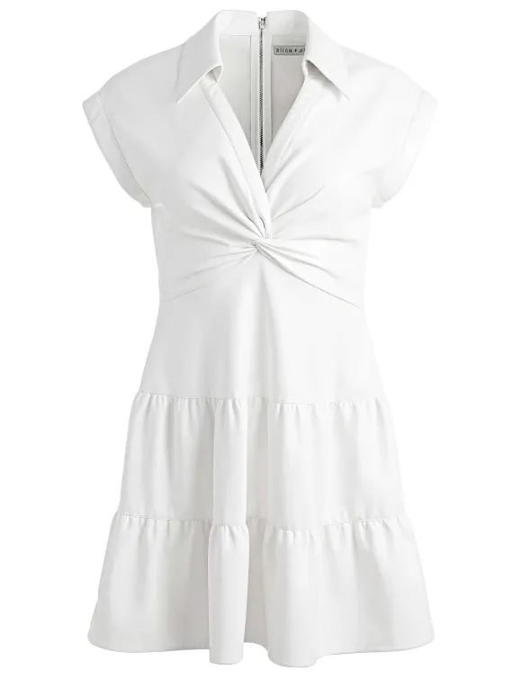 Mila Vegan Deep V-Neck Twist Front Mini Dress | Alice and Olivia Best