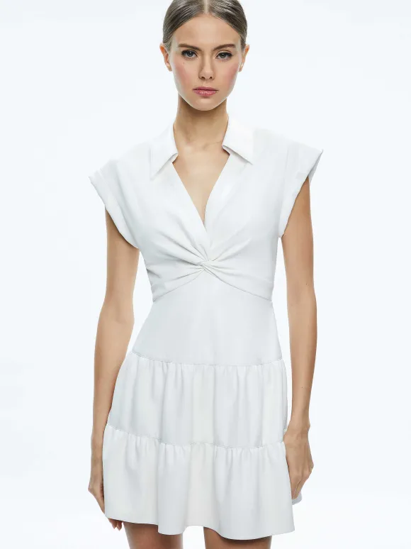 Mila Vegan Deep V-Neck Twist Front Mini Dress | Alice and Olivia Best