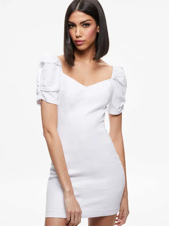 Mimi Puff Sleeve Denim Mini Dress | Alice and Olivia Store