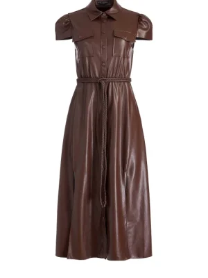 Miranda Vegan Leather Midi Dress | Alice and Olivia Hot