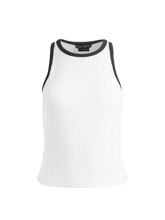 Mirtha Ribbed Racerback Tank | Alice and Olivia Fashion